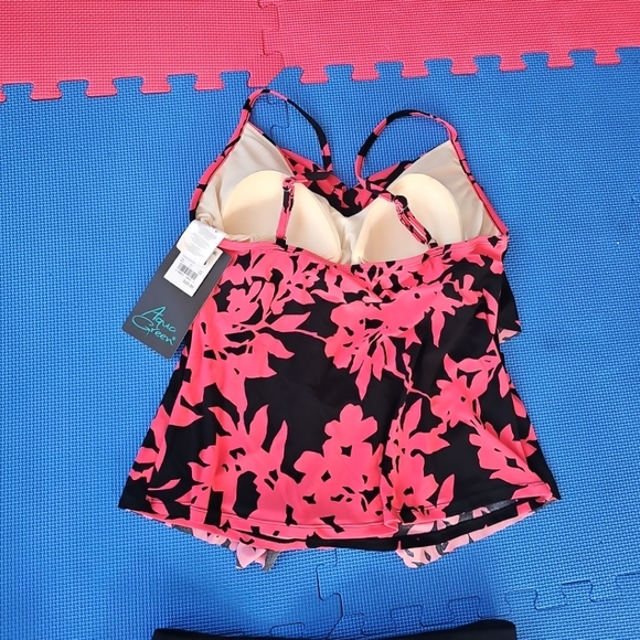 Nwt Aqua Green Women's UPF 50 Tiered Tankini And Skirt Bottom Set Size M - Picture 11 of 12